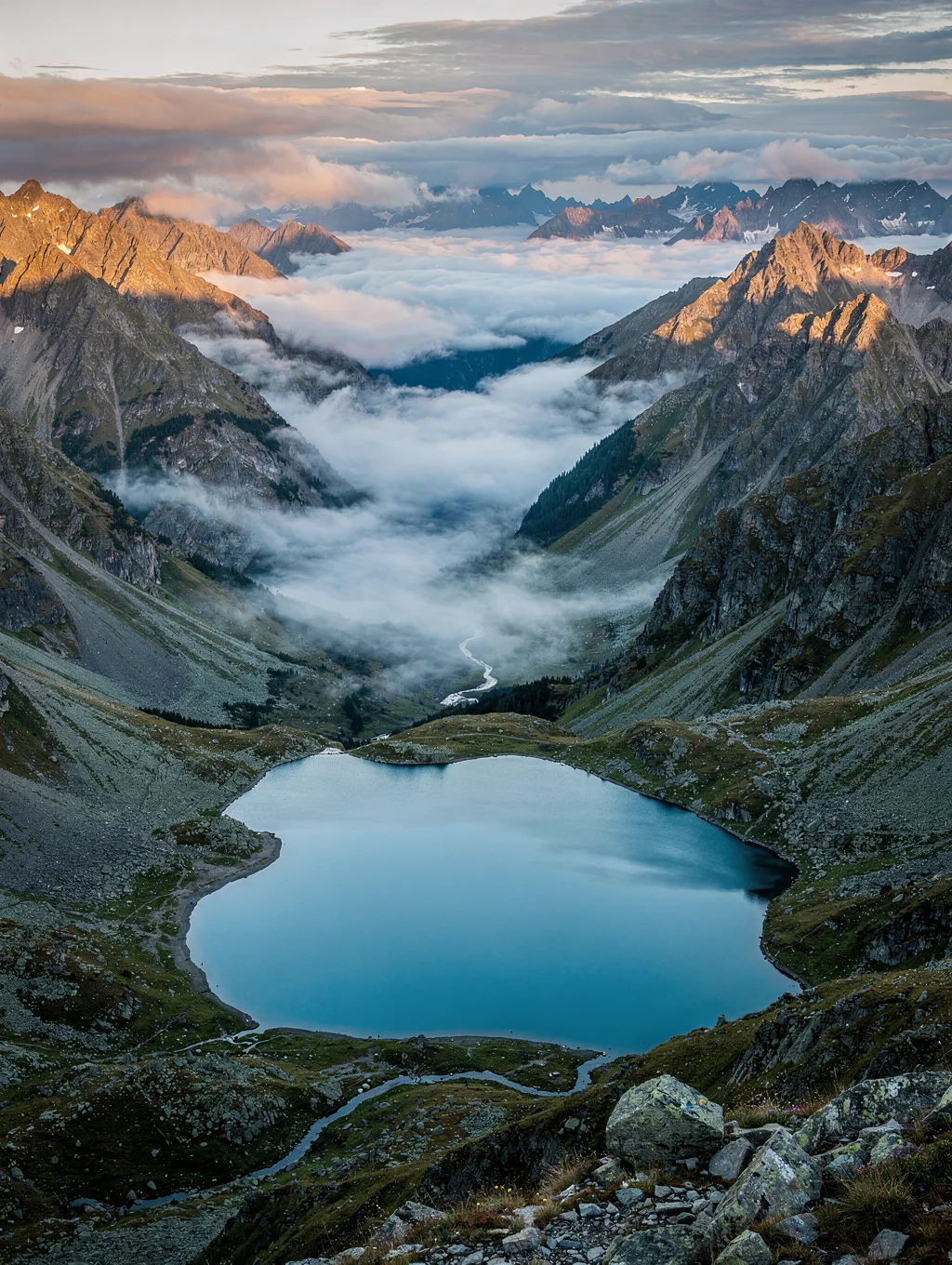 Mist-covered valley in New Zealand