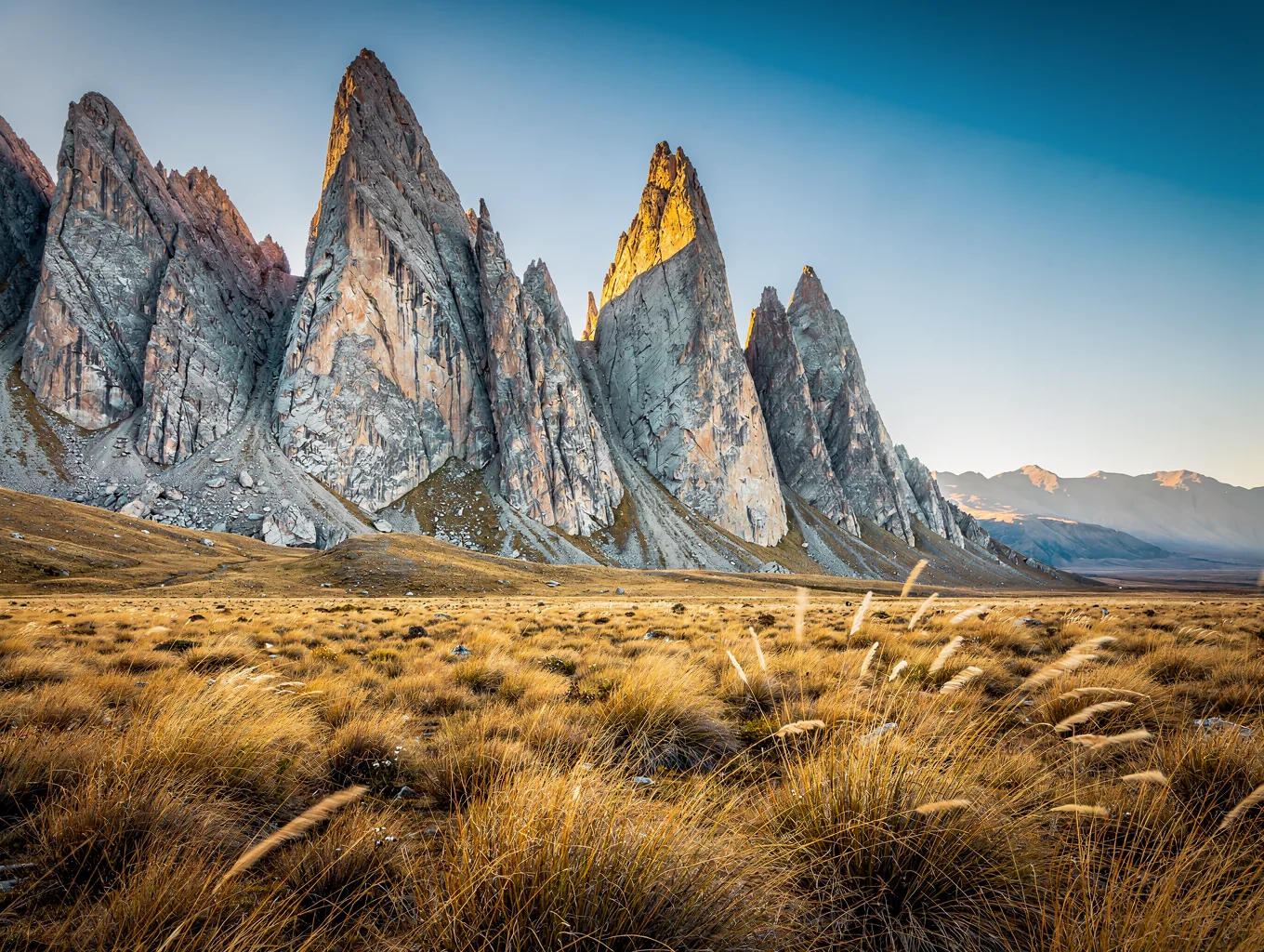 Cinematic landscape view of the Patagonian wilderness during dawn