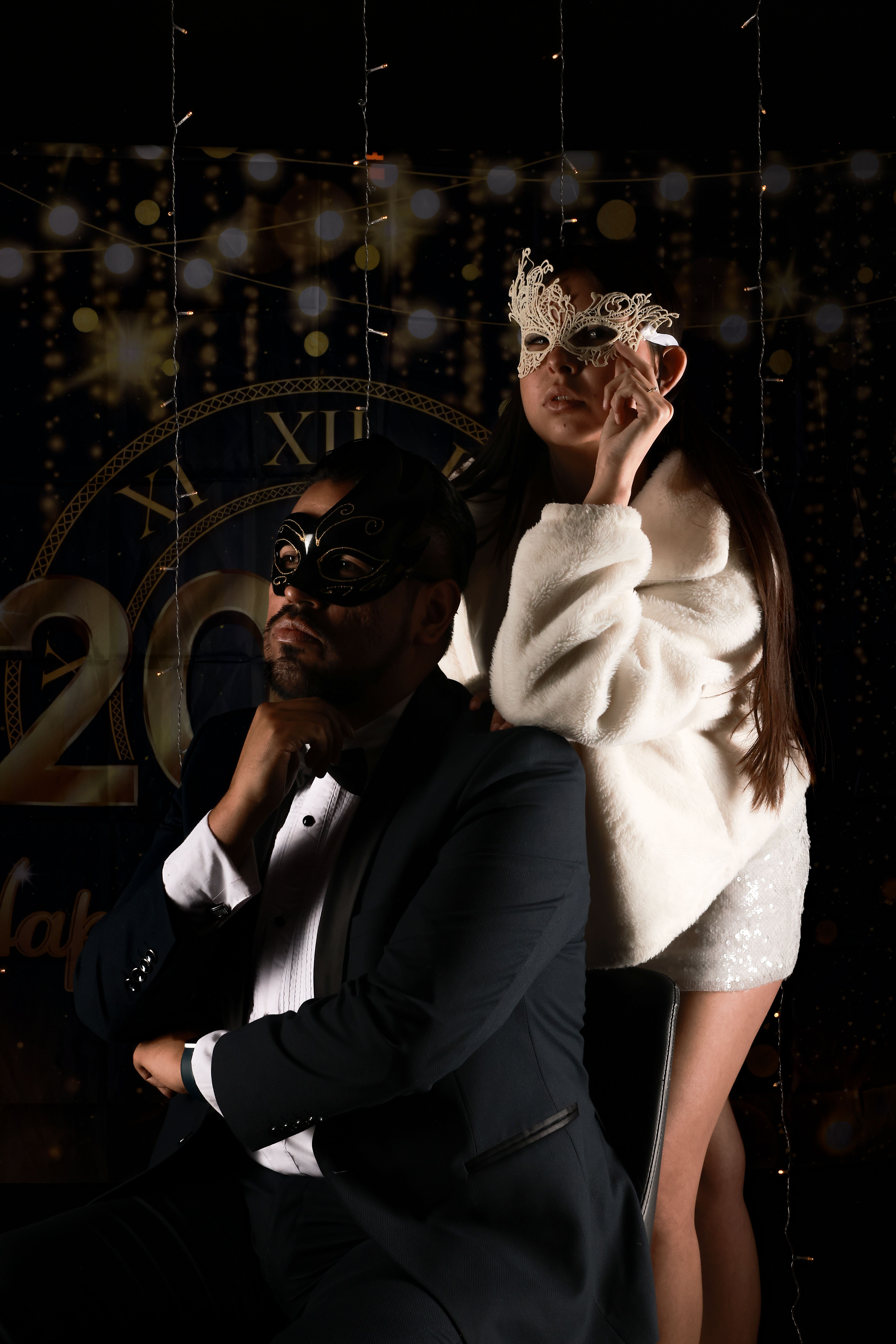 Elegant evening gala celebration at a luxury UAE venue with cinematic lighting